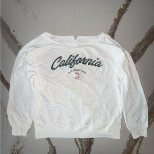 California Graphic White Sweatshirt with Green Script